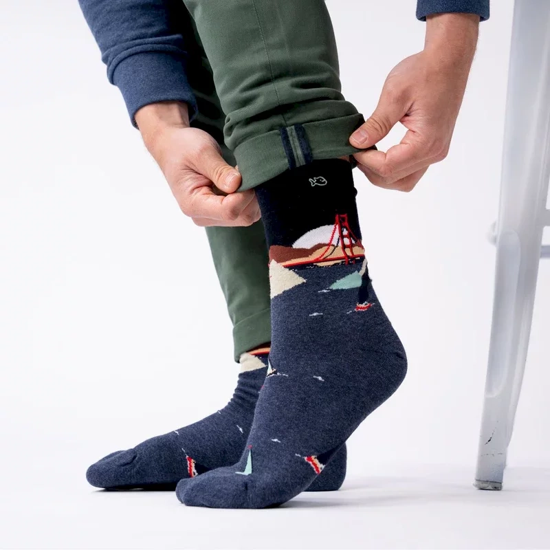 Chaussettes en coton peigné A motifs - San Francisco Taille 41-46