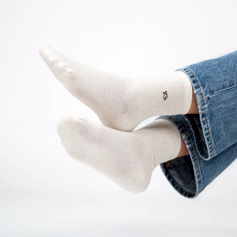 Chaussettes pailletées en coton peigné Unies - Écru taille 37-40