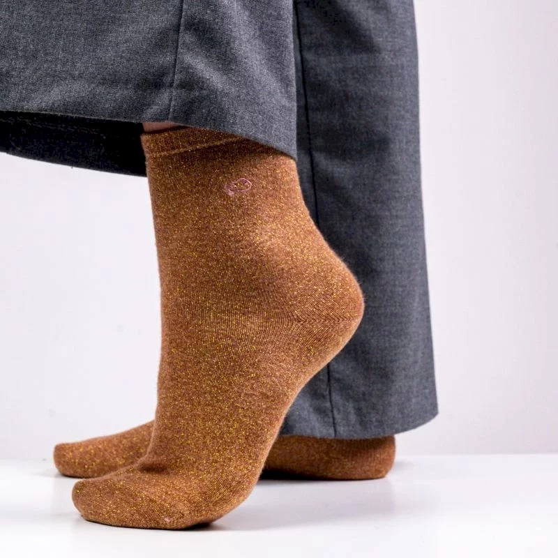 CHAUSSETTES FEMME COTON PAILLETTES CUIVRE  Taille 37-40