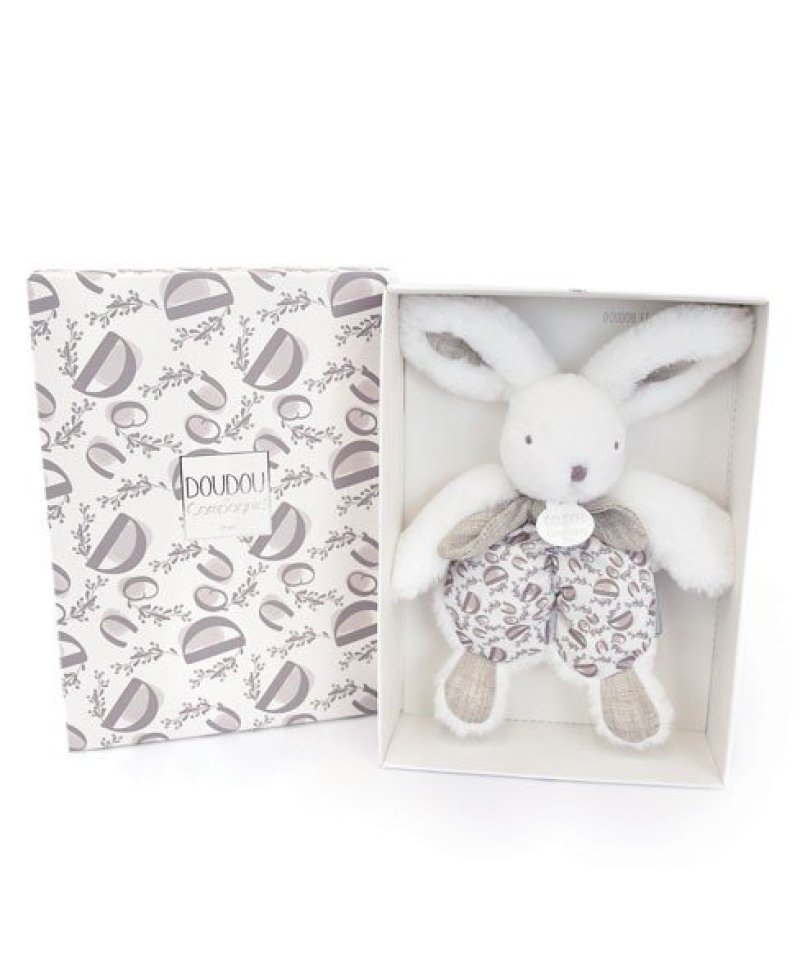 DOUDOU lapin blanc - Doudou plat - 18 cm