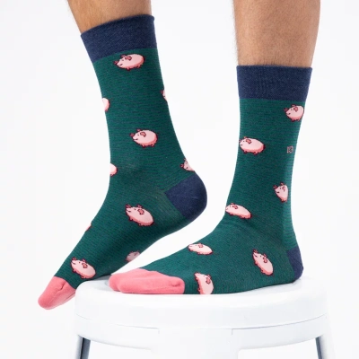 Chaussettes en coton peigné Animaux - Cochon taille 41-46
